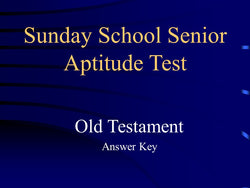 Sunday School Senior Aptitude Test Answers - Old Testament